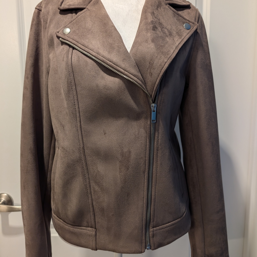 Old Navy Women's Taupe Faux Suede Leather Jacket